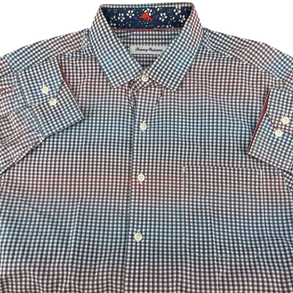 Tommy Bahama Mens M Pima Cotton Gingham Ombre Long Sleeve Button Down Shirt